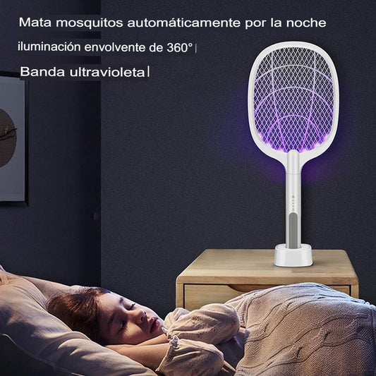Mata Mosquitos Eléctrico 2 en 1 con Luz LED y Malla de Seguridad - 3 Capas
