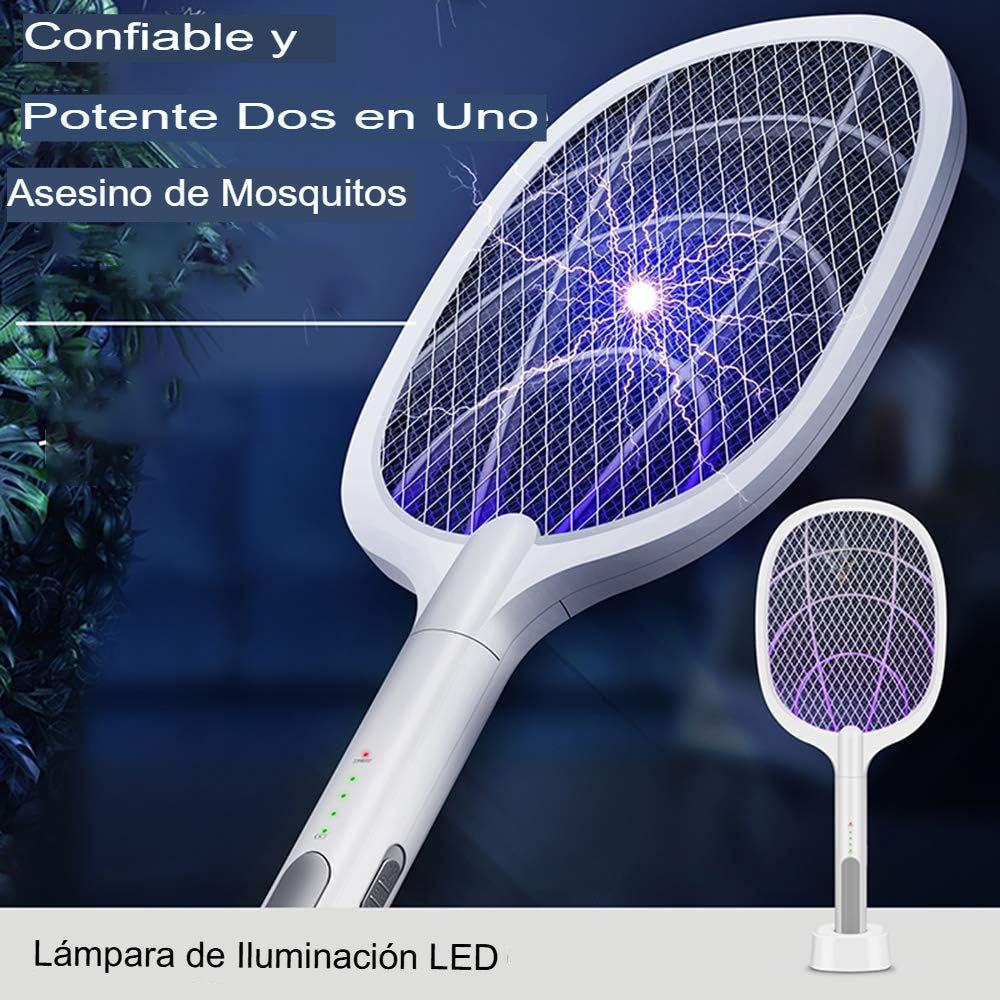 Mata Mosquitos Eléctrico 2 en 1 con Luz LED y Malla de Seguridad - 3 Capas